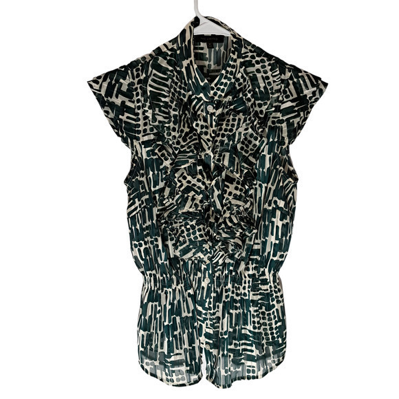 The Limited Womens Flutter Sleeve Ruffle Front Romper Blue Sz‎ M 100% Polyester - Picture 1 of 4